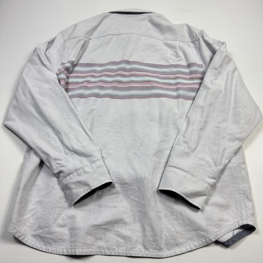 Tommy Bahama Canyon Beach Flannel Shirt Mens XL Gray Stripe Palm Button Front - Picture 10 of 12
